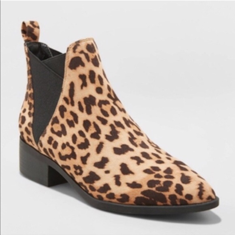 A New Day Krista Pointed Toe Leopard Booties